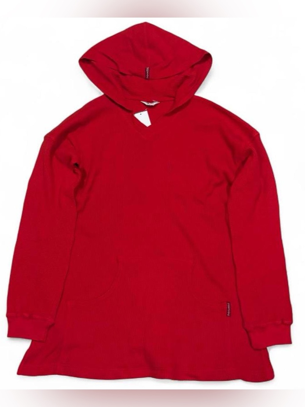 Y2K vintage deadstock Hard Tail waffle knit tunic hoodie in red